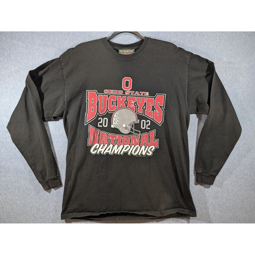 Vintage Ohio State Buckeyes Shirt Mens Large Black NCAA Natl Champs Outdoor Life